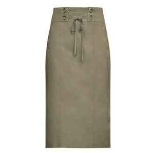 BCBGMaxAzria Dusty Olive Briza Lace-Up Pencil Skirt Size XS